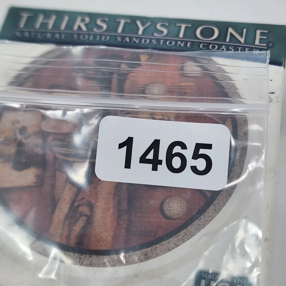 Thirstystone Natural Solid Sandstone Drink Coasters Golf Cork Backs Set of 4